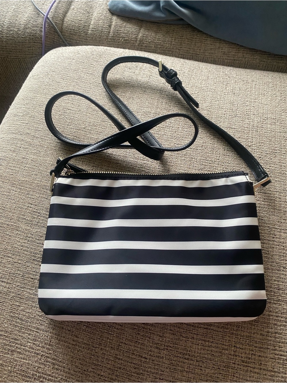 kate spade Black and White Striped Crossbody Bag - Picture 4 of 5